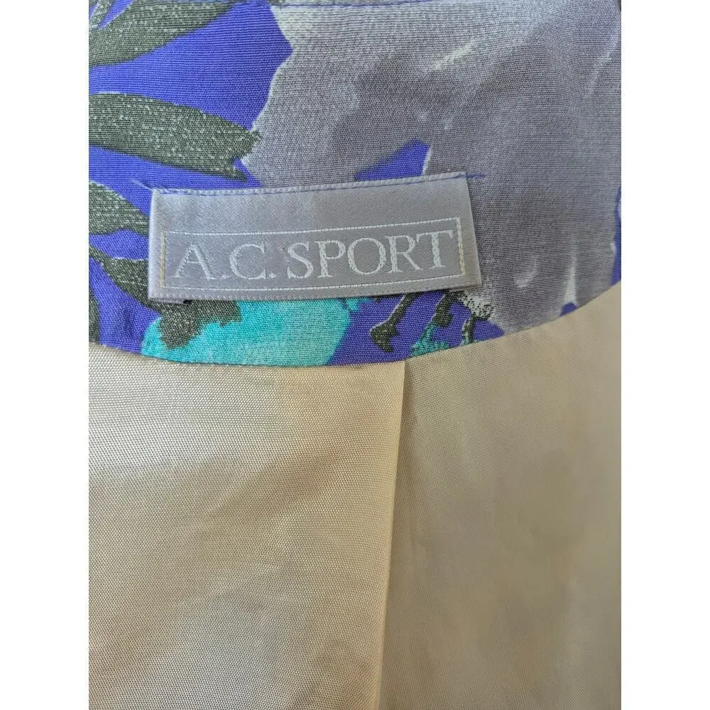 A.C. Sport, Sz.8 tank & jacket set Colorful poppy floral print 80s Pastels